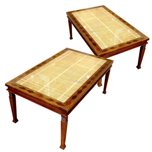 Table à thé et à café en bambou, cadre en bois de teck avec sangle en rotin de bambou, Table basse, meubles de maison, meubles de salon 2 - Product Image 1