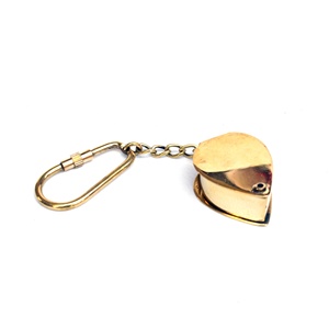 Brass Heart Shape Magnifying <b>Glass</b> Collectible Antique Style Finish Nautical Keychain Keyring - Product Image 1