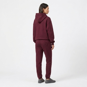 Womens <b>Burgundy</b> Hoodie Tracksuit Set Fleece Pullover Sweatshirt Jogger Pants Matching Casual Streetwear Loungewear - Product Image 2