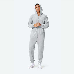 95% polyester 5% élasthanne deux voies YKK qualité fermeture à glissière ouverture unisexe gris clair Original velours combinaison - Product Image 3