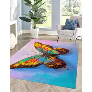 Colorful Butterfly <b>Painting</b> Rug, Printed Rug with Vibrant Design,Goblen Rug - Product Image 1