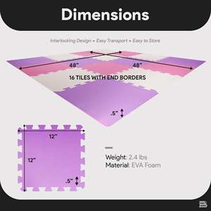 BalanceFrom Fitness Tappetino Puzzle in Schiuma Spessa a 16 Pezzi - Gioco Educativo - Product Image 4