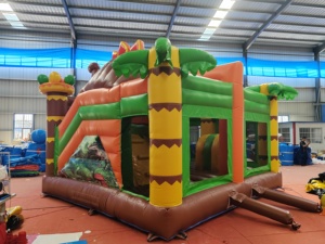 Commercial <b>Inflatable</b> Dino Bounce <b>House</b> Slide Kids Outdoor PVC Bouncing Castle Jumping Bed Amusement Park Equipment - Product Image 1