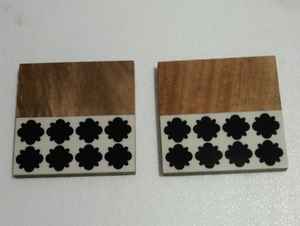 Posavasos cuadrados de madera de acacia y resina epoxi de diseño único, diseño de rayas, posavasos de madera Natural, Cuadrado para bebidas - Product Image 2