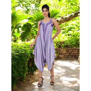 Women's Boho Silk Jumpsuit Comfortable Halter <b>Romper</b> Lightweight Summer Beachwear Flowy Overalls with Backless Festival Pants - Product Image 1