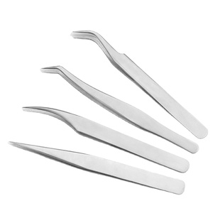 Pinzas rectas y curvadas para extensión de pestañas postizas, herramienta de maquillaje de acero inoxidable - Product Image 2