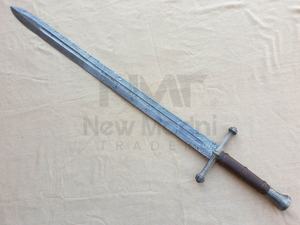 DAMASCO HECHO A MANO MANGO DE CUERO MARRÓN ESPADA VIKINGA 2017 - Product Image 6