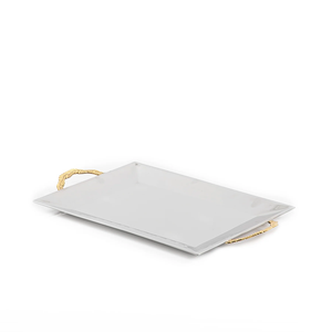 Plateau de service alimentaire de couleur argent et or au look élégant Plateau de service de forme rectangulaire de taille personnalisée pour la maison et la cuisine au design haut de gamme - Product Image 1