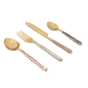 Bright Gold Cutlery Flatware Set Royal Design Dining Cutlery Set <b>Golden</b> Rectangular Flat <b>Bar</b> Handmade Handle Luxury Cutlery Set - Product Image 6