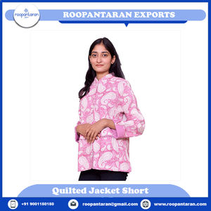 Latest Products Indian Printed Cotton <b>Quilted</b> <b>Jackets</b> Hand Block Printed Padded With Soft Cotton Layer Women <b>Quilted</b> <b>Jackets</b> - Product Image 2