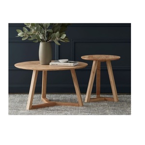 Elegant round wood <b>side</b> <b>table</b> with fluted base and smooth top designed for sophisticated home or office interiors - Product Image 3