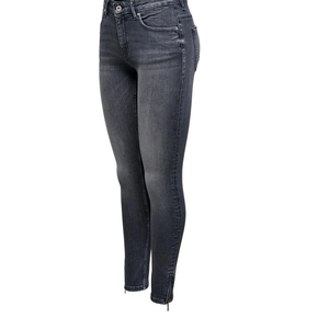 Pantalones vaqueros ajustados de cintura media para mujer Último diseño Denim Gris Cremallera inferior Pantalones vaqueros elásticos Bolsillos altos Hecho de algodón - Product Image 6