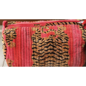 Pochette élégante en velours tigre avec fermeture éclair, style portable - Product Image 1