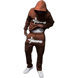 Ensemble de survêtement de sport pour garçons, style streetwear hip-hop, jogging personnalisé tendance, imprimé en coton molletonné épais - Product Image 4