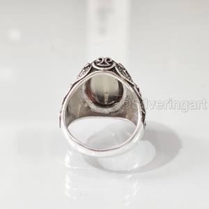 Bague en argent sterling 925 pour homme, en quartz fumé naturel, pierre de naissance d'avril, toutes tailles, bijou de mariage lourd, vente en gros - Product Image 6