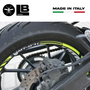 Strisce Adesive Giallo Fluorescente per Cerchioni Moto Yamaha MT-07, Accessori Compatibili per Pneumatici e Ruote - Product Image 5