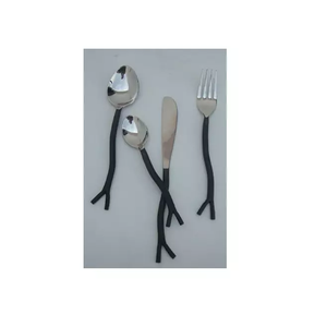 Juego de 4 cubiertos de diseño impresionante para utensilios de cocina, hogar, Hotel, restaurantes, comedor, Color plateado, diseño moderno, cucharas de cubiertos de Metal - Product Image 5