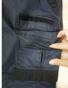 Pantalones DE TRABAJO elásticos con revestimiento azul oscuro para hombre Casual Button Fly Lona duradera con bolsillos para herramientas para taller de reparación Fábrica - Product Image 5