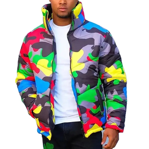 OEM Custom Design Men's Long Sleeve Puffer <b>Jacket</b> Best Selling Fashion Canvas Stand Collar High Quality Quick Dry Breathable - Product Image 1