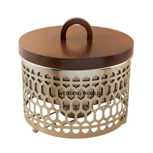 Ensemble de deux chauffe-plats en métal de forme ronde Casserole de luxe de créateur Vaisselle de vente chaude Dernière nouveauté Pot en métal - Product Image 4