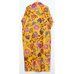 Floral Kimono Robe Japanese Style Hand Block Leaf Printed Pure Cotton <b>Cardigan</b> Stylish Thermal Wrap for Summer-for Night Gown - Product Image 6