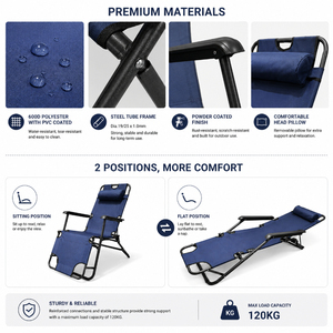 Chaise longue <span class=keywords><strong>de</strong></span> piscine pliante en métal à 2 positions pour extérieur, chaise <span class=keywords><strong>de</strong></span> plage inclinable, <span class=keywords><strong>lit</strong></span> <span class=keywords><strong>de</strong></span> plage - Product Image 4