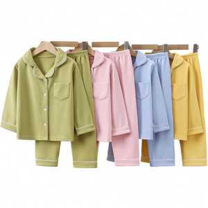 Conjunto de ropa infantil unisex informal de invierno, camiseta de pijama de manga larga, ropa de dormir a cuadros de algodón, ropa cómoda para niños y niñas para estar en casa - Product Image 1