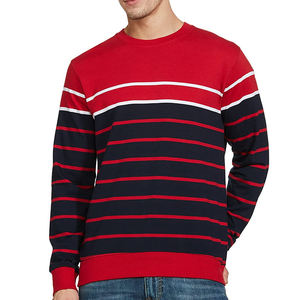 Pull décontracté en maille à col rond rayé rouge marine pour homme, coupe classique, en coton respirant, dernière collection, idéal pour l'automne - Product Image 4