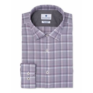 Camicia da Uomo Ryan Seacrest Distinction 100% Cotone a Quadri, Tessuto Popeline Antipiega, Bottoni, Casual, Viola, Taglia 17x32-33 - Product Image 1