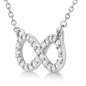 Collier pendentif en or blanc 14 carats avec diamants torsadés en forme d'infini avec diamants de 0,50 ct - Product Image 4