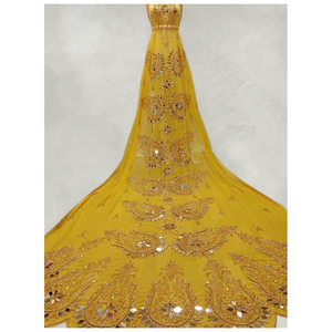 Dirac Somalí Radiante para Bodas, Color Amarillo Mostaza, Hecho a Mano con Cuentas de Piedra Dorada, Diseño Somalí a Bajo Precio para Mujer - Product Image 1