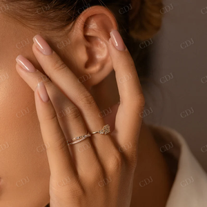 แหวนแต่งงานประดับเพชรแบบก้านแยกแหวนแต่งงานแบบเรียบง่ายแหวนทอง14K สำหรับห้องแล็บสั่งทำ - Product Image 6