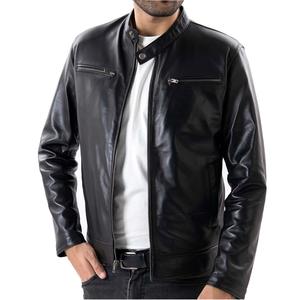 Nuevo estilo Casual hombres chaquetas de cuero genuino piel de oveja vaquero ropa de invierno transpirable Slim Fit hombres cremallera chaquetas de cuero - Product Image 3