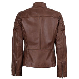 แจ็คเก็ตหนังสำหรับผู้หญิง ทรงลำลอง ดีไซน์สวย ผลิตภัณฑ์คุณภาพดี ไซส์ปกติ ซิปหน้า คอตั้ง แขนยาว ระบายอากาศได้ดี สีพื้น - Product Image 6