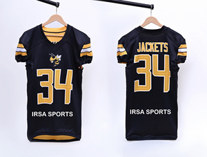 Vêtements de sport de football américain personnalisés imprimés par sublimation pour adultes, 100% polyester, maillots et pantalons d'équipe OEM, uniforme à manches courtes - Product Image 6