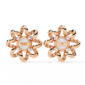 Pendientes de oro 14K de diseño de lujo personalizados Combinado certificado IGI de corte brillante redondo cultivado en laboratorio - Product Image 4