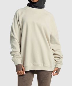 Sweat-shirts à capuche pour femmes grande taille en gros, couleur unie, surdimensionnés, en coton/polyester, pull ample, poids lourd, devant - Product Image 6