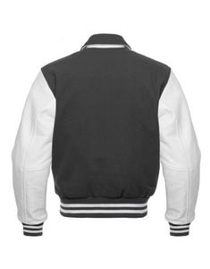 Veste varsity femme noire et blanche à blocs de couleurs contrastées avec manches en cuir - Product Image 6