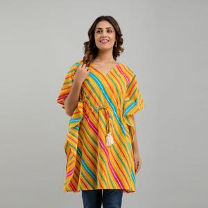 Robe de soirée en coton jaune à imprimé Leheriya SHKUP1227 - Product Image 5
