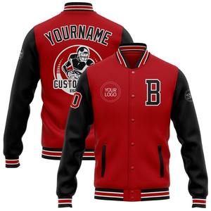 Custom Red Black-White Bomber Full-Snap Varsity Letterman Two Tone Jacket Windbreaker Streetwear vintage Men's Varsity Jacket - Product Image 1