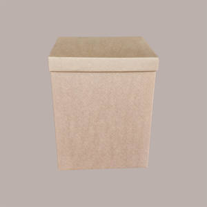 1pc Boîte de rangement décorative avec couvercle en papier brun lisse 400x400H600mm - Product Image 3