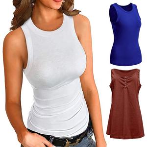 <b>Womens</b> Ribbed Racerback Tank <b>Tops</b> Sleeveless Camisole Vest <b>Low</b> <b>Cut</b> V Neck Shirt Designer Blouse - Product Image 1