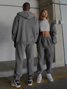 2025 alta calidad Terry Fleece chándal Jogger Set hombres personalizado Puff Impresión de dos piezas pantalones de chándal y conjunto de Sudadera con capucha - Product Image 4