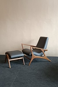 ERICK Lazy Lounge Chair Solid Teak Wooden and <b>Stool</b> Wooden For Home Furniture Decoration - Product Image 3