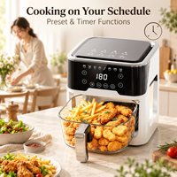 Friteuse à air numérique 5 litres avec panier en verre, écran tactile, minuteur et conception de cuisson à 360 degrés