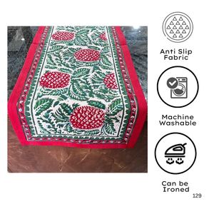 Elegant Hand Block Print Jaipuri Artisan <b>Table</b> Runner Colorful Vintage Cotton <b>Table</b> <b>Cover</b> 6-Seater Leaves Pattern for Home Hotel - Product Image 4