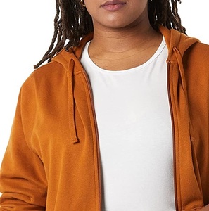 Ropa de calle teñida de mostaza de lujo con etiqueta privada personalizada, Sudadera con capucha y cremallera de forro polar de algodón para mujer, chaqueta con cremallera completa personalizada - Product Image 4