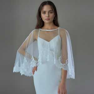 Bridella BMG32-W Ivory Pearl & Lace Knitted <b>Shawl</b>-Soft Drape & Warm <b>Wrap</b> for Weddings & Formal Events - Product Image 1