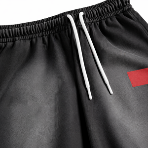 Pantalones Cortos Deportivos Negros Personalizados para Hombre, OEM ODM, Poliéster, Cintura Elástica con Cordón, Logotipo Minimalista, Estilo Atlético Informal - Product Image 6