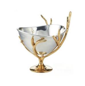 NEW DESIGN LUXURY DECORATIVE DATES NUTS SERVING <b>STAINLESS</b> <b>STEEL</b> <b>BOWL</b> WITH GOLD METAL STAND - Product Image 5